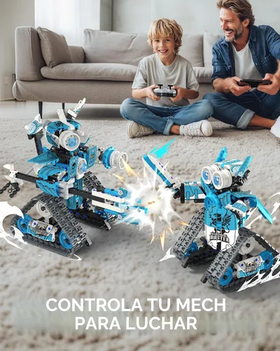 Vista 5 de Opmind Kit de construcción de robot STEM RC 5 en 1, 398 piezas APP y bloques de control remoto DIY robótica de ingeniería, juego de ciencia erector