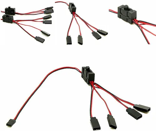 Vista 4 de 1/10 RC Car Crawler Cable de luz LED de 4 vías con interruptor de controlador Y Cable Modelo de coche DIY Reemplazo para TRX-4 SCX10 1/10