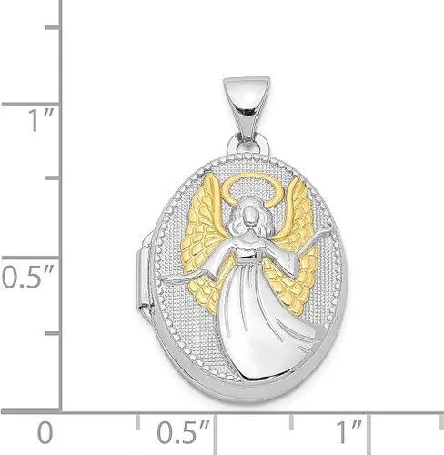 Vista 5 de Collar de cadena con dije ovalado de ángel de la guarda de plata de ley 925 chapado en oro que sostiene fotos, joyería fina para mujeres, regalos