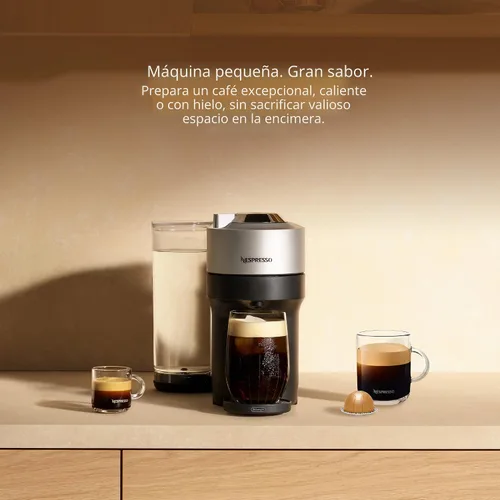 Vista 2 de Nespresso Vertuo Pop+ Deluxe de De'Longhi con Aeroccino, plateado