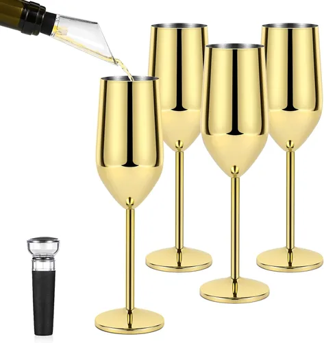 Vista 16 de Lifecapido Paquete de 2 copas de champán de acero inoxidable, copas de champán irrompibles de 8 onzas, elegantes copas de champán de acero Negro