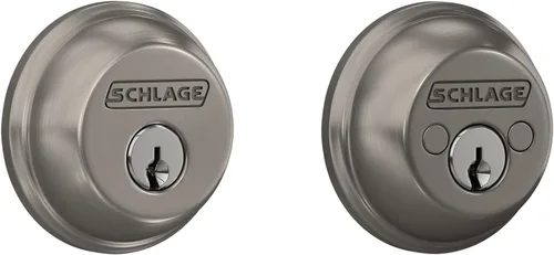Vista 11 de Schlage Single Cylinder Front Door Deadbolt, Aged Bronze Cerrojo de un solo cilindro con llave exterior y giro en el interior, ajuste universal