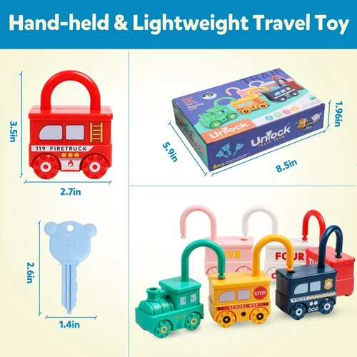 Vista 6 de Montessori - Juguetes de aprendizaje para clasificar y combinar, cerraduras y llaves para niños pequeños, juguete sensorial de motricidad fina