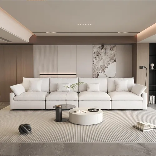 Vista 50 de WJShome Sofá Seccional Cloud Couch de 83 pulgadas para sala de estar, sofá seccional modular relleno de plumón, sofás en forma de L con otomana