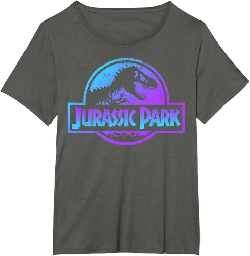 Vista 67 de Jurassic Park Camiseta de manga corta con logotipo Fossil azul y morado Negro
