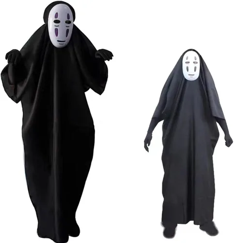 Vista 6 de No Face Man Kaonashi - Disfraz de cosplay de Halloween con máscara+ropa + guantes