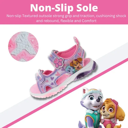 Vista 4 de Nickelodeon Skye Everest Beach - Zapatos iluminados de la Patrulla Canina para niñas, sandalias de verano, zapatos de agua para niños, correa