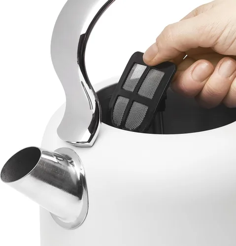 Vista 4 de Haden Chelsea - Hervidor de agua eléctrico de 1,7 litros con base de 360 grados, marfil y cromo