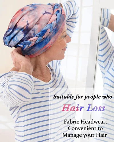 Vista 4 de SATINIOR 4 piezas de turbante africano para mujer, turbante con cuentas