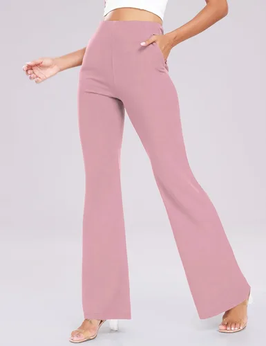 Vista 2 de Women's High Waist Casual Wide Leg Pants, Button Dress Pants for Women, Work Pants with Pockets for Women Office.