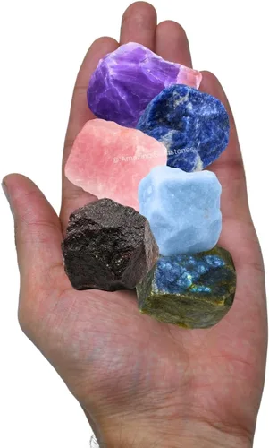 Vista 3 de Amazing Gemstone Cristales para manifestación de ansiedad, juego de 6 cristales curativos de amatista, sodalita, labradorita, angelita, granate
