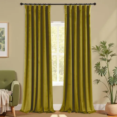 Vista 25 de Cortinas de terciopelo con trabilla trasera de 52 x 63 pulgadas de color naranja quemado de KOUFALL