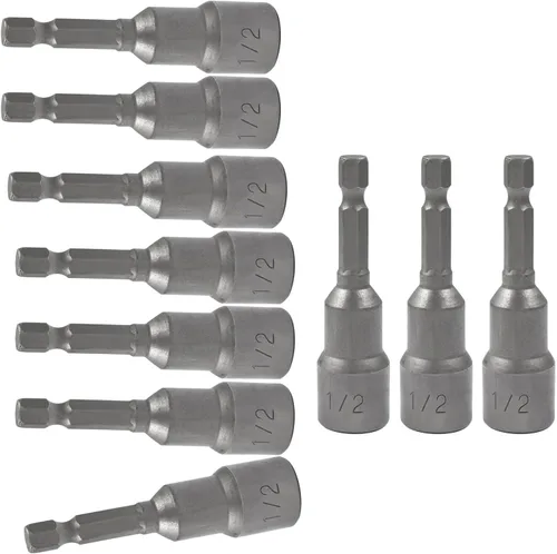 Vista 5 de Hordion 10 Pcs 1/2 Inch/12.5mm Hex Nut Driver Magnetic Extension Bit Holder