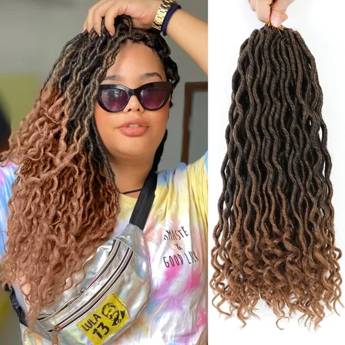 Vista 20 de Cabello Corto de Locs Falsos para Crochet Pre-Enrollado 12 Pulgadas 6 Paquetes Cabello de Locs de Diosa para Crochet Locs Falsos Suaves con Puntas