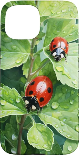 Vista 6 de Ladybugs on Green Leaves Watercolor Case for iPhone 17
