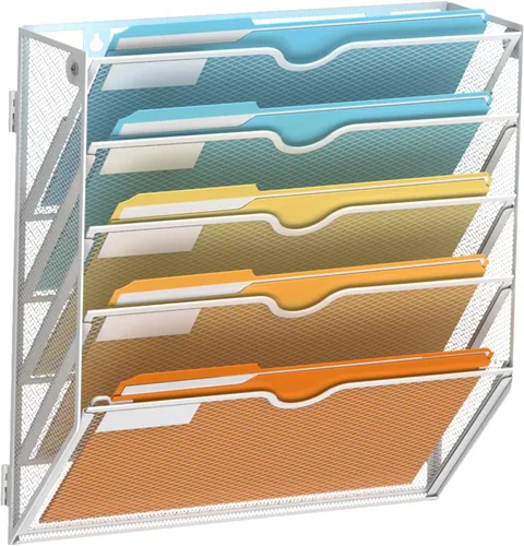 Vista 14 de SUPEASY Organizador de Archivos de Pared de Malla para Oficina, Soporte de Correo Colgante, Organizador de Pared para Revistas para Oficina Negro