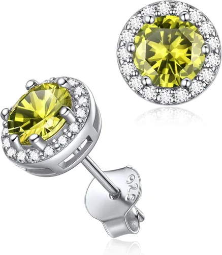 Vista 42 de ChicSilver Aretes de piedra natal para mujer de plata de ley 925