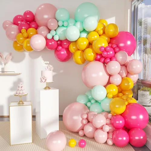 Vista 20 de MEBAY Kit de arco de globos de oro verde, blanco, 146 piezas de confeti dorado cromado metálico verde aguacate y globos de látex blanco