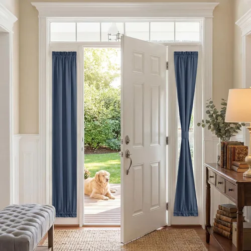 Vista 23 de PONY DANCE Persianas para puertas – Paneles opacos para tratamiento de ventanas, cortinas sólidas de alta resistencia con bolsillo para barra