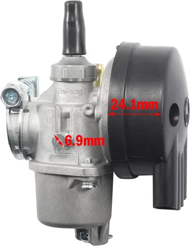 Vista 5 de JRL Carburador para bicicleta motorizada con motor de 2 tiempos de 49 cc, 60 cc, 66 cc, 80 cc (plata)