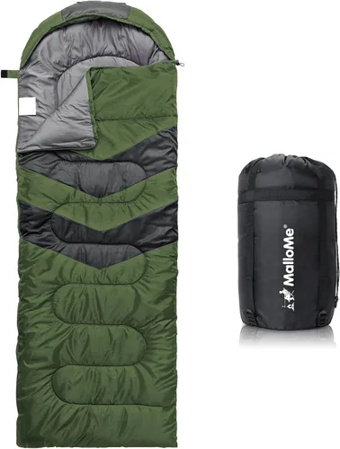 Vista 20 de MalloMe Sacos de dormir para adultos en clima frío y cálido – Saco de dormir para niños, niñas, niños – Accesorios ligeros esenciales de camping