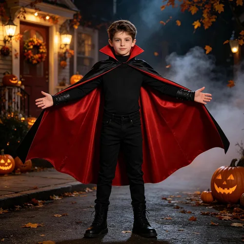 Vista 8 de Capa de vampiro, capa de doble cara con cuello alto Cuello Soporte Vampiro Capa Rojo