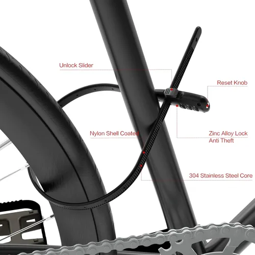 Vista 5 de Venzio Cerradura de combinación de 3 dígitos ajustable con cremallera para cables, 1 paquete