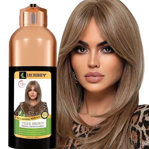 Vista 17 de HERBBY Champú con color para cabello gris para cobertura y transformación del color con 9 extractos herbales – De larga duración (6-8 semanas)