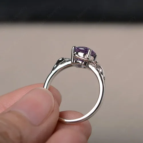 Vista 3 de LUO Anillo redondo de plata de ley 925 con piedra preciosa de 0.276 in para mujer