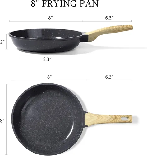 Vista 7 de GiPP Sartén antiadherente – Sartén antiadherente de 8 pulgadas con revestimiento de cerámica, sartenes no tóxicas para cocinar, sartén para tortilla