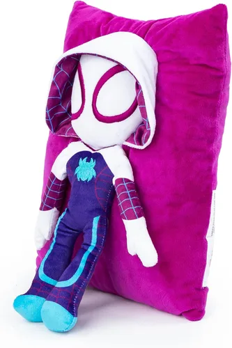 Vista 2 de Marvel Spidey y sus maravillosos amigos Gwen Ghost Spider - Almohada de felpa súper suave de 3D - Mide 15 pulgadas (38 cm)