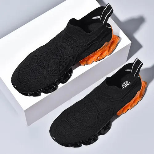 Vista 6 de Poramea Mocasines sin cordones para hombre, zapatos de tenis para caminar, sin cordones, tenis de malla para correr, correr, correr, casual