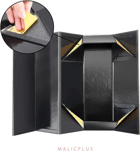 Vista 5 de MALICPLUS - Cajas de regalo de vino con tapas magnéticas, paquete de 2, color negro