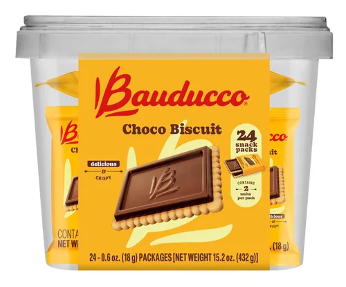 Vista 11 de Bauducco Galletas Choco Biscuit – Galletas crujientes cubiertas de chocolate, envueltas individualmente para aperitivos, postres y loncheras, 25.3