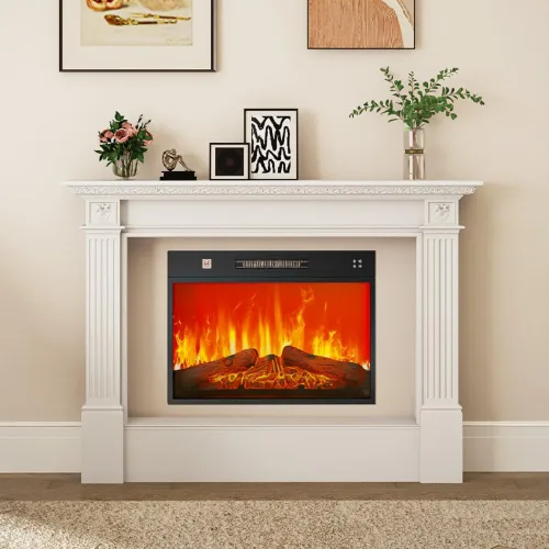 Vista 5 de YITAHOME Insertos de chimenea eléctrica pequeña de 23 pulgadas, calentadores de chimenea para uso en interiores, control remoto con temporizador