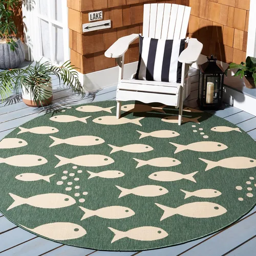 Vista 6 de SAFAVIEH Alfombra lavable para exteriores, colección Patio de 2.3 x 12 pies, color azul y beige, no desprende pelusa y fácil de limpiar, ideal