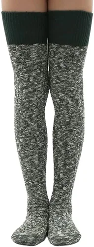 Vista 3 de HYTENSUN Calcetines de invierno de punto alto para mujer, estilo vintage, extra largos, calentadores de piernas por encima de la rodilla, medias