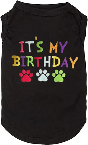 Vista 2 de Ropa de regalo de cumpleaños para perro, camisa de cumpleaños para perros pequeños y grandes, chaleco de cumpleaños para cachorros (1, 2, S, negro-1)