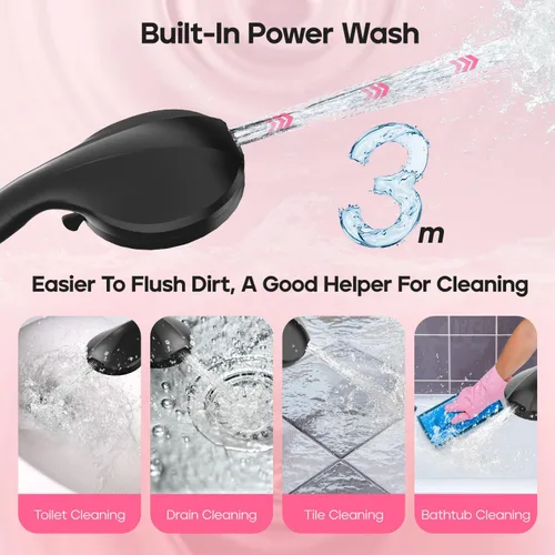 Vista 4 de Cabezal de ducha filtrado con portátil, cabezal de filtro de ducha de alta presión con 9 ajustes para agua dura, rociador eléctrico integrado, Negro
