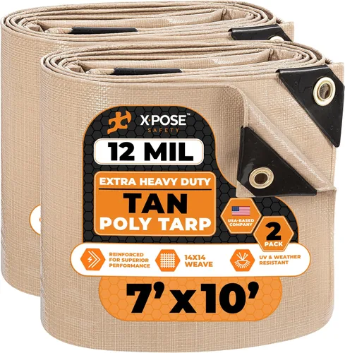 Vista 226 de Xpose Safety Lona protectora de polietileno plateado resistente de 5 x 7 pies - Funda protectora multiusos - Duradera, resistente al agua