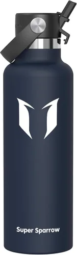 Vista 19 de Super Sparrow Botella de Agua Aislada - 17 Oz / 25 Oz / 34 Oz - Frasco FlipFlow de Boca Estándar - Libre de BPA, Botella a Prueba de Fugas