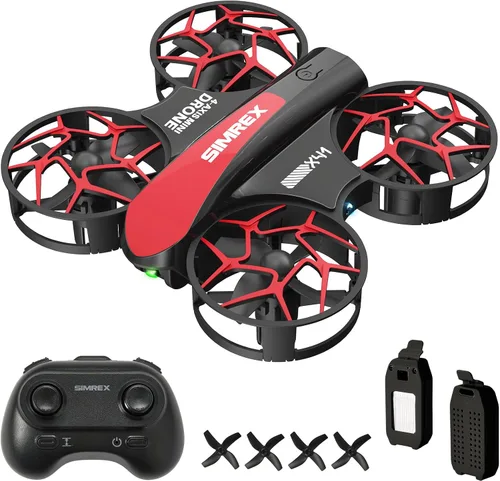 Vista 11 de SIMREX Mini dron para niños con giro de 360° y luces LED, cuadricóptero a control remoto, retención de altitud, despegue/aterrizaje con una tecla, 3