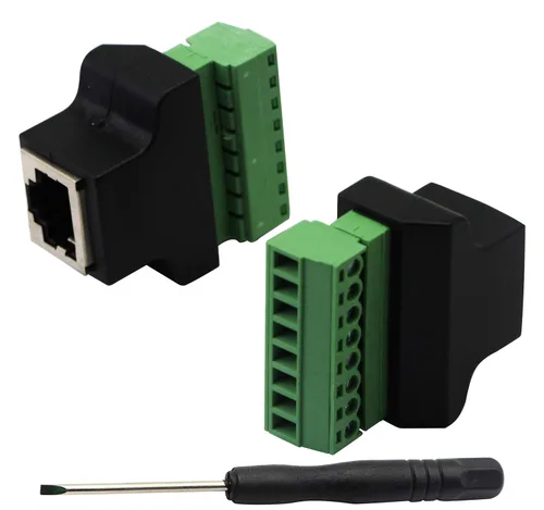 Vista 7 de CGTime - Conector macho RJ45 a 8P 8C hembra tipo tornillo terminales Ethernet red Plug Cable para AV CCTV UTP DVR Cat5 Cat5e Cat6 Cat7 en línea