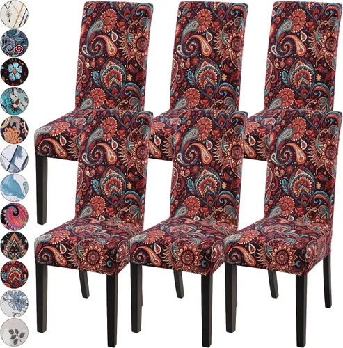 Vista 30 de Fundas para silla de comedor Yisun, fundas elásticas para silla de comedor, funda protectora para silla de comedor, mezcla de poliéster, Beige