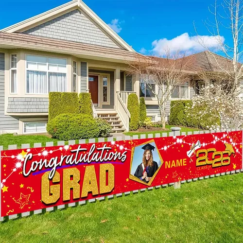 Vista 17 de Decoraciones personalizadas para fiestas de graduación 2026 – Cartel de felicitación de graduación grande – Cartel de fondo de graduación