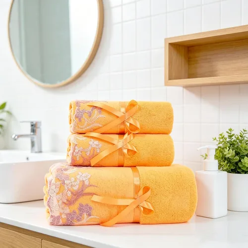 Vista 10 de Juego de Toallas de Baño USTIDE de Encaje Azul, Juego de Toallas de Mano de Terciopelo y Suave para Baño y Ducha