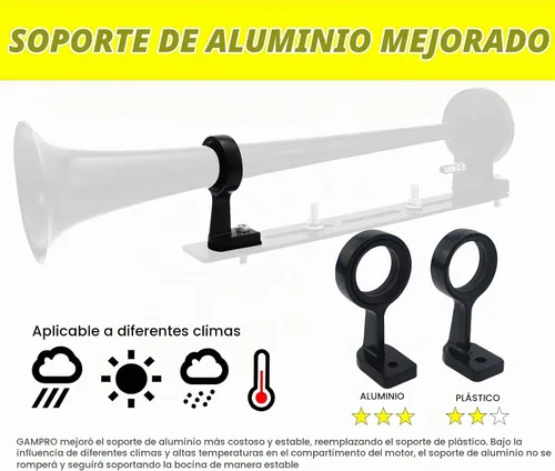Vista 2 de GAMPRO Bocina de aire para camión, barcos, coche para 12 V, 150 db, kit de bocinas de tren súper ruidosas con soporte Complete kit includes