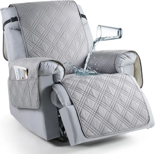 Vista 40 de TAOCOCO Funda para silla reclinable 100% impermeable que se mantiene en su lugar, fundas reclinables para sillas reclinables pequeñas con bolsillo