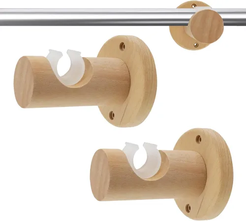 Vista 7 de Wealrit 2 soportes de madera sin terminar para cortinero, soporte de extremo de armario, soporte de barra de armario con tornillos para barra