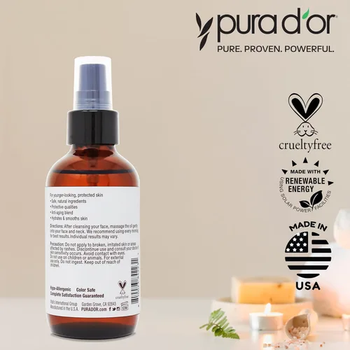 Vista 6 de PURA D'OR Aceite facial hidratante ORGANIC AM de 3.3 onzas – Cuidado de la piel hidratante Morning Glow – Hidratante ligero para una piel brillante